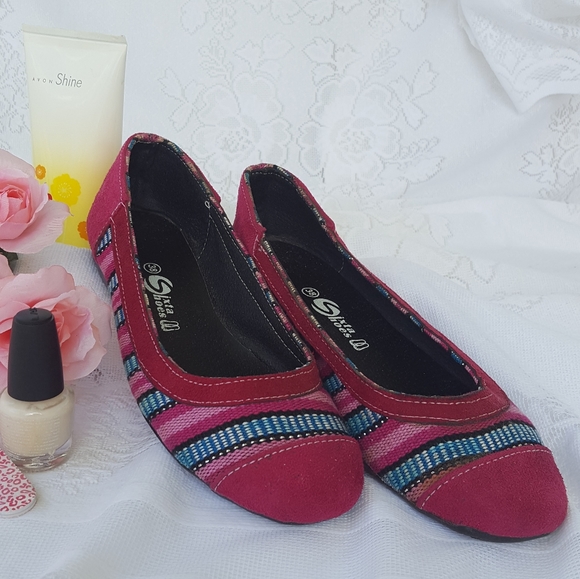 SIXTA: AZTEC DESIGN WOVEN FLATS SHOES, WOMENS SIZE 8 - Picture 2 of 7